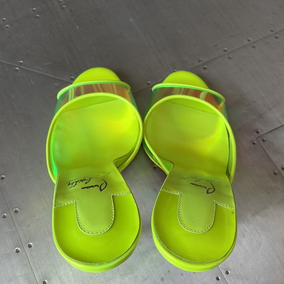 Christian Louboutin just arch 100mm fluo yellow neon stiletto sandal sz 39.5 - Picture 7 of 13